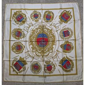 Vintage HERMÈS "Les Armes de Paris" by Hugo Grygkar 1954 Rare Silk Scarf 34"inch